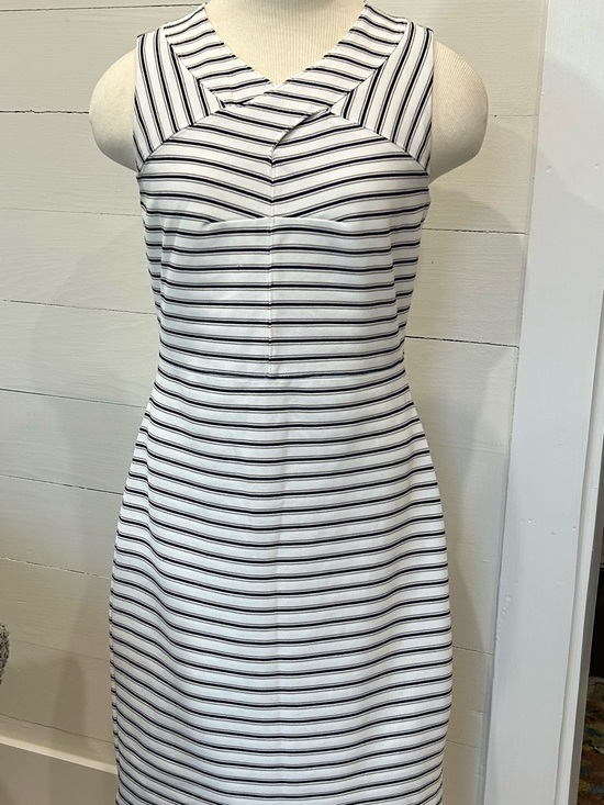 Ann Taylor Dresses & Skirts - Ann Taylor Black and White Striped Midi Sheath Dress, Size 6P
